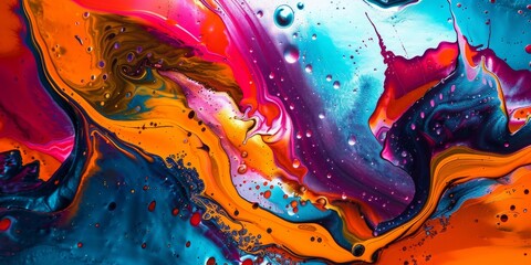 A colorful painting with a blue and orange swirl
