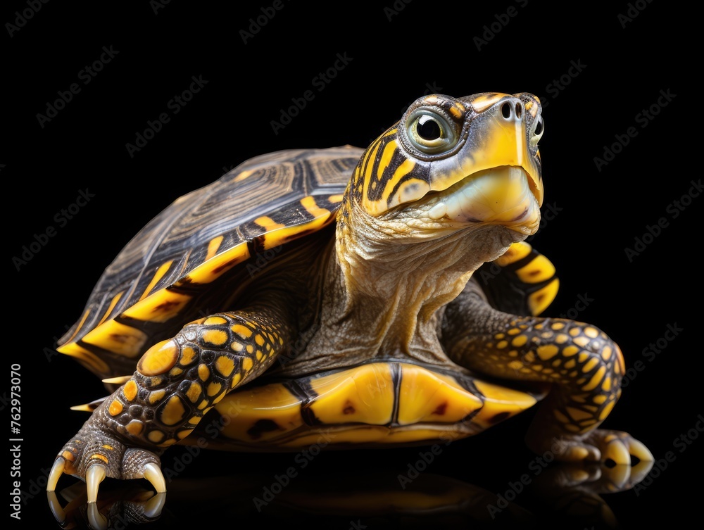 Sticker turtle on a black background