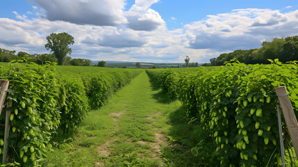 Fototapeta na wymiar Showcase the expansive fields of hops used in the beer-making process