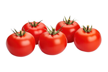 Group of Four Tomatoes on White Background. On a White or Clear Surface PNG Transparent Background..