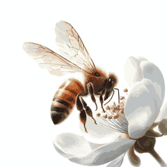 watercolor of bee isolated on white background - obrazy, fototapety, plakaty