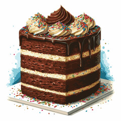 cake watercolor on white background, Cake watercolor illustration