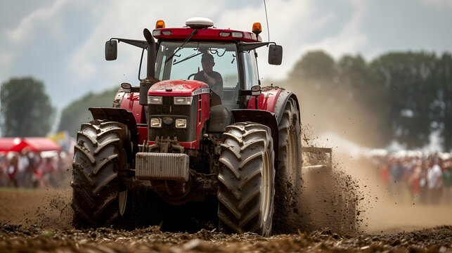 Fototapeta the power and competition of tractor pull events, showcasing the strength of agricultural machinery