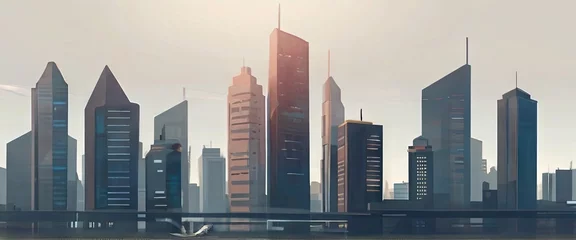 Foto op Canvas Business tower background inspiring city presentation. Generative AI © JJ_AI