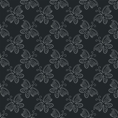 Seamless butterfly pattern. ornament with butterflies. drawn spring illustration