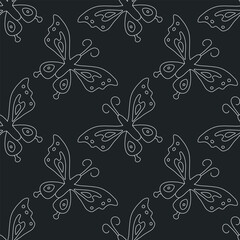 Seamless butterfly pattern. ornament with butterflies. drawn spring illustration