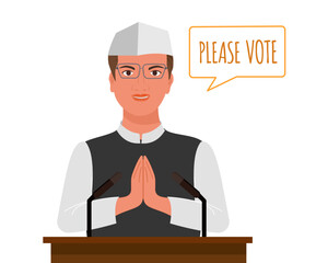 Minister president government on podium speaking request for voting people Indian General Election