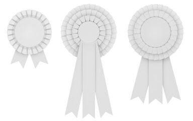 Clay render of blank award ribbon rosette set - 3D illustration
- 762977263
