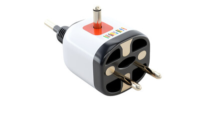 Black and White Plug With Red Light. On a White or Clear Surface PNG Transparent Background..