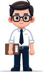 character image illustration of male office employee in work clothes,png