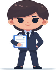 Illustration character image of female office employee in work uniform, png