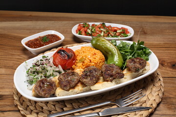 grilled meatballs with bulgur pilaf