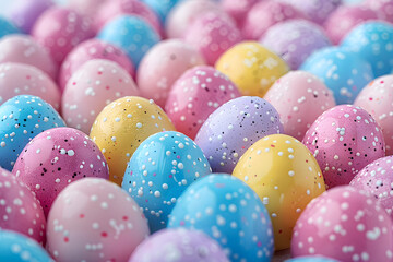 Fototapeta na wymiar Colorful matte Easter eggs background, perfect for holiday-themed designs and decorations.