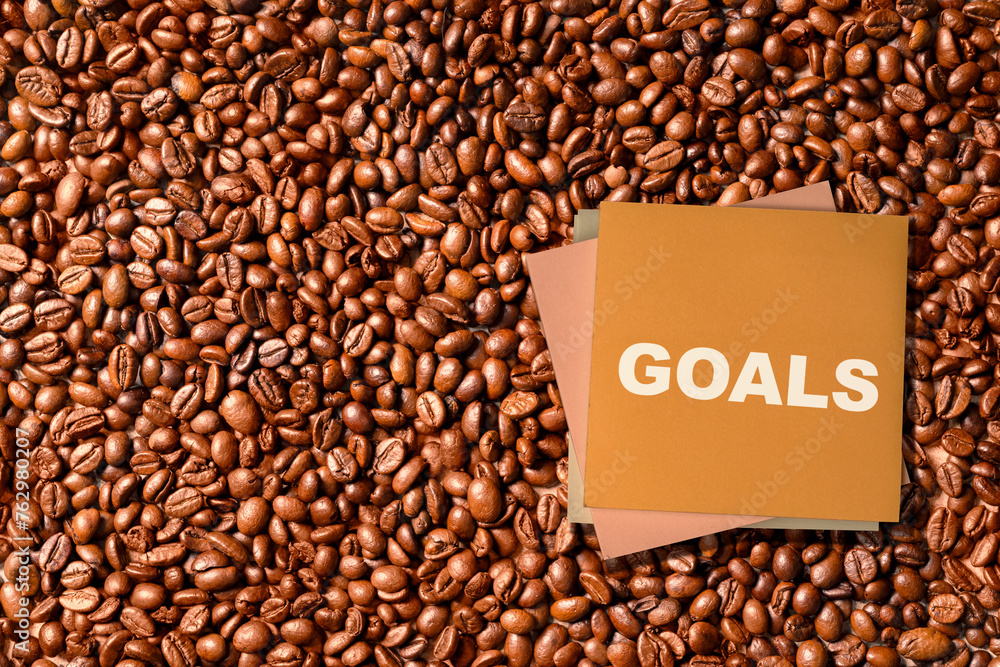 Poster stack of notes with goals text