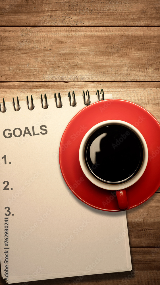 Poster a notebook with goals list text