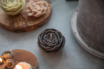Candle in the shape of a flower