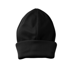 Beautiful fashionable black knitted wool hat on Transparent Background. Ai generated 