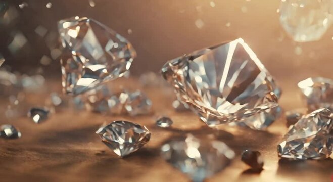 Beautiful and sparkling 3d view of diamonds