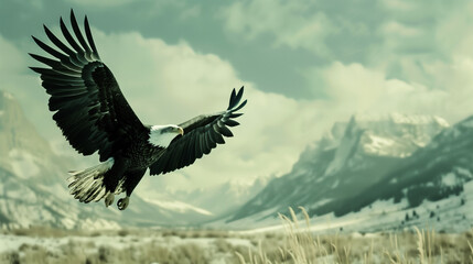 Obraz premium Majestic bald eagle in flight