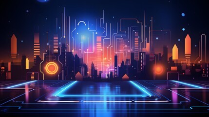 
Vector Abstract futuristic technology background concept, Illustration high digital - obrazy, fototapety, plakaty