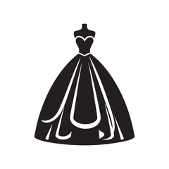Enchanting Ball Gown Silhouette Extravaganza - A Visual Feast of Elegance and Beauty with Ball Gown Illustration - Minimallest Ball Gown Vector

