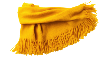 Yellow Scarf on White Background. On a White or Clear Surface PNG Transparent Background..
