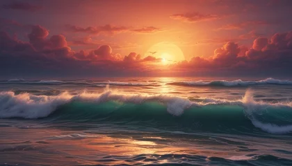 Crédence de cuisine en verre imprimé Corail ocean sunset
