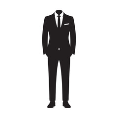 Professional Business Suit Silhouette Showcase - Reflecting Corporate Excellence with Business Suit Illustration - Minimallest Business Suit Vector
