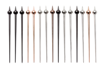 A Set of Six Different Types of Needles. On a White or Clear Surface PNG Transparent Background..