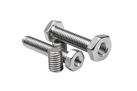 Pair of Screws on White Background. On a White or Clear Surface PNG Transparent Background..