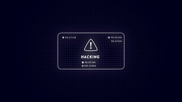 Warning hack security breach computer hacking warning message hacked alert. Motion graphics animation 4K resolution