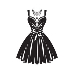 Dynamic Cocktail Dress Silhouette Showcase - Portraying the Allure and Charm of Modern Fashion with Cocktail Dress Illustration - Minimallest Cocktail Dress Vector
