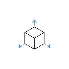three dimensional concept line icon. Simple element illustration. three dimensional concept outline symbol design.