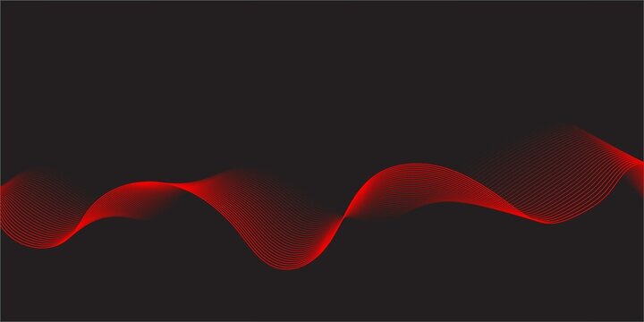 Abstract black background with red line. Modern template abstract design flowing particles digital frequency track equalizer. abstract wave line for banner, wallpaper background with wave design