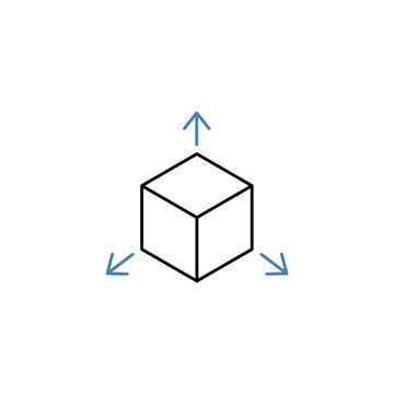 three dimensional concept line icon. Simple element illustration. three dimensional concept outline symbol design.