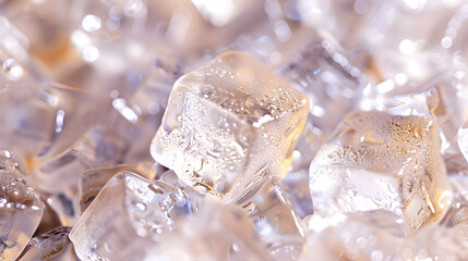 Stunning Close-Up of Crystal Clear Ice Cubes radiates Elegance and Sophistication 