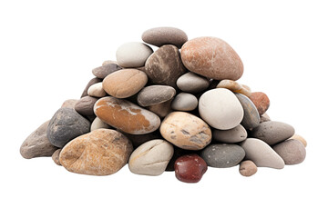 Pile of Rocks Stacked On Top of Each Other. On a White or Clear Surface PNG Transparent Background..