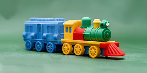Colorful plastic toy train on green background Exploring the Plastic Toy Train Spectrum   