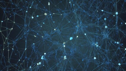 Blue abstract backdrop with a tapestry of interlaced dots and lines in various colors, symbolizing a complex web of connections Generative AI