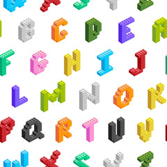 Seamless pattern of letters made from construction blocks - 762986657