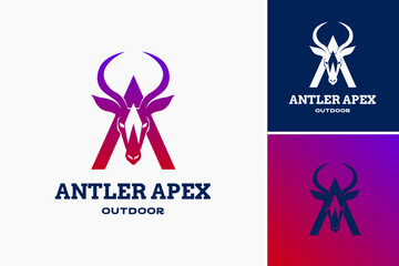 Antler Apex Outdoor Logo Template captures rugged elegance, symbolizing adventure and durability for outdoor brands.