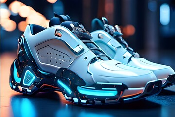 Robotic shoes of the future - obrazy, fototapety, plakaty