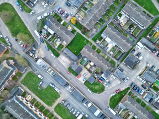 Fototapeta premium Aerial View of Residential Estate at North Luton City of England UK