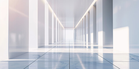 Obraz premium Modern empty light hall room with blank white