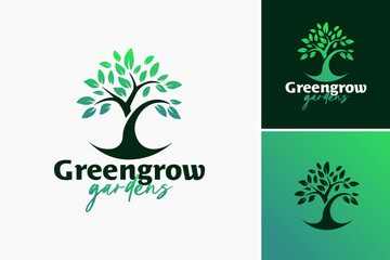 Green Grow Garden Logo Template epitomizes freshness and sustainability, perfect for gardening and landscaping businesses.