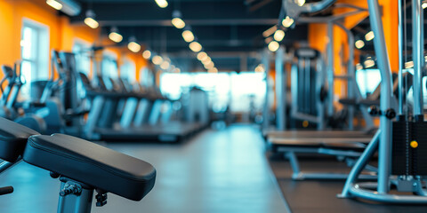 Modern gym. Blurred photo of a Sports equipment