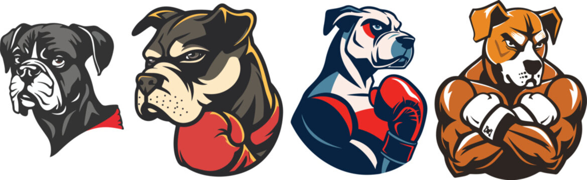 Boxer logo concept, Boxer peeping dog, vector illustration