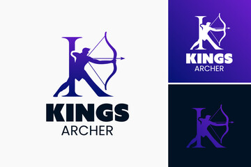 Letter K King Archer Logo Template represents precision and authority, perfect for archery-related ventures.