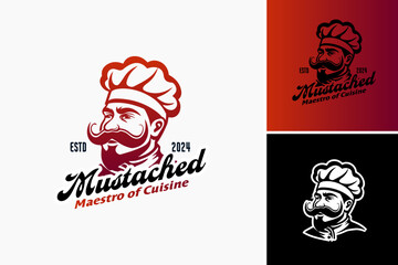 Mustached Maestro of Cuisine Logo Template embodies culinary mastery and sophistication, perfect for gourmet restaurants and chef-driven establishments.