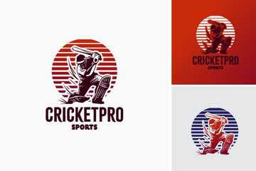 Cricket Pro Sport Logo Template signifies professionalism and athleticism, perfect for cricket teams and sporting events.